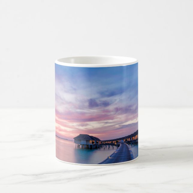 Tropical Beaches | Maldives Bungalows Coffee Mug (Center)