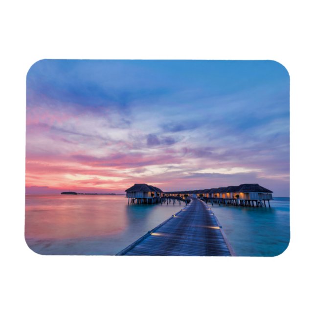 Tropical Beaches | Maldives Bungalows Magnet (Horizontal)