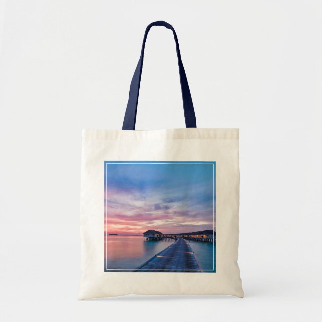 Tropical Beaches | Maldives Bungalows Tote Bag (Front)