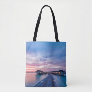 Tropical Beaches Maldives Bungalows Tote Bag