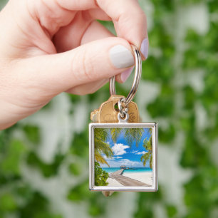 Tropical Beaches   Maldives Island Wooden Jetty Key Ring