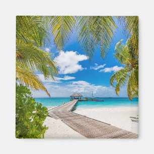 Tropical Beaches   Maldives Island Wooden Jetty Magnet
