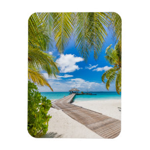 Tropical Beaches   Maldives Island Wooden Jetty Magnet