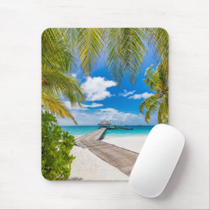 Tropical Beaches   Maldives Island Wooden Jetty Mouse Pad