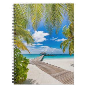 Tropical Beaches   Maldives Island Wooden Jetty Notebook