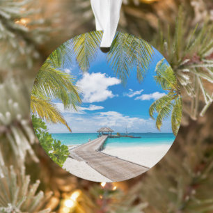 Tropical Beaches Maldives Island Wooden Jetty Ornament