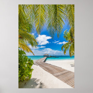 Tropical Beaches Maldives Island Wooden Jetty Poster