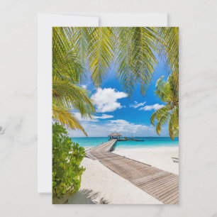 Tropical Beaches   Maldives Island Wooden Jetty Thank You Card