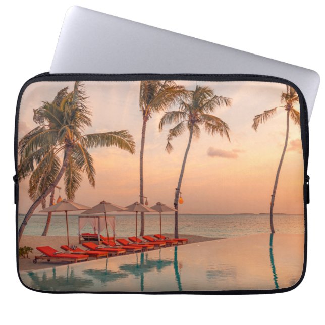 Tropical Beaches | Maldives Tropical Beach & Pool Laptop Sleeve (Front)