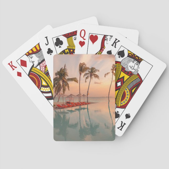 Tropical Beaches | Maldives Tropical Beach & Pool Playing Cards (Back)