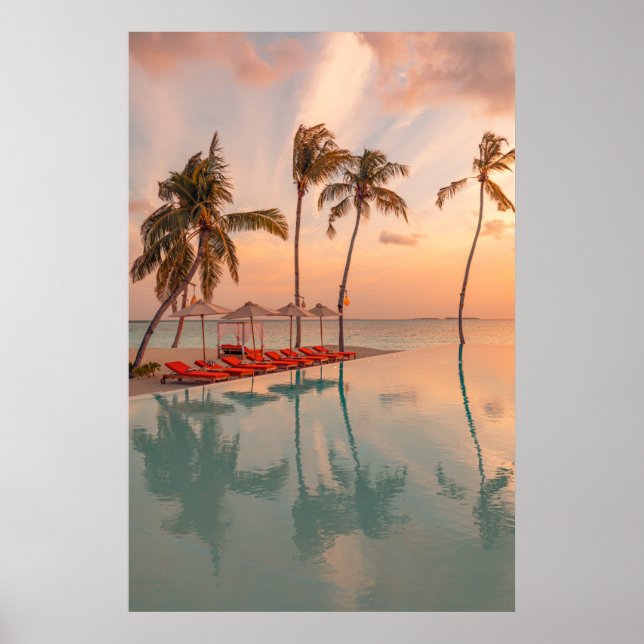 Tropical Beaches | Maldives Tropical Beach & Pool Poster (Front)