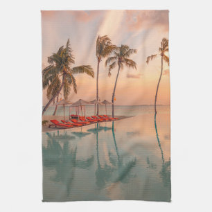 Tropical Beaches Maldives Tropical Beach & Pool Tea Towel