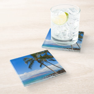 Tropical Beaches   Maui Hawaii Island Glass Coaster