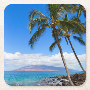 Tropical Beaches Maui Hawaii Island Square Paper Coaster