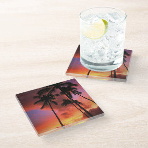 Tropical Beaches Maui Hawaii Islands Glass Coaster