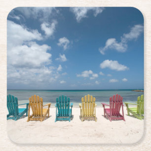 Tropical Beaches Palm Beach, Aruba Square Paper Coaster