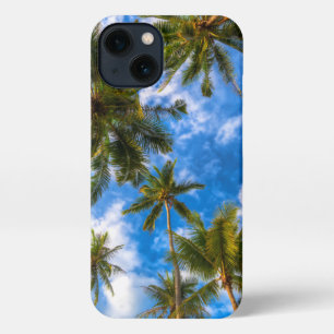 Tropical Beaches   Palm Trees on Blue Sky iPhone 13 Case