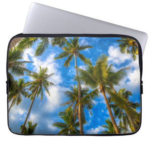 Tropical Beaches Palm Trees on Blue Sky Laptop Sleeve