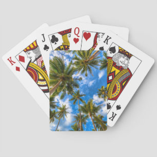 Tropical Beaches   Palm Trees on Blue Sky Playing Cards