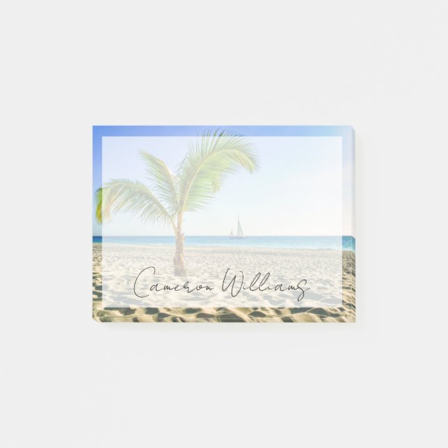 Tropical Beaches | Sailboat, Palm Tree, Aruba Post-it Notes (Front)