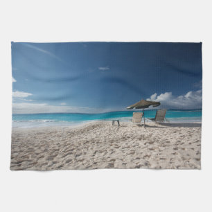 Tropical Beaches Sandy Beach, Anguilla Tea Towel