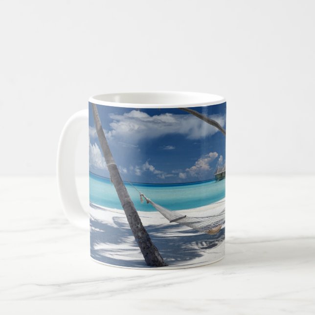 Tropical Beaches | Sandy Beach, Maldives Coffee Mug (Front Left)