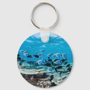 Tropical Beaches Sturgeon Amongst Coral Key Ring