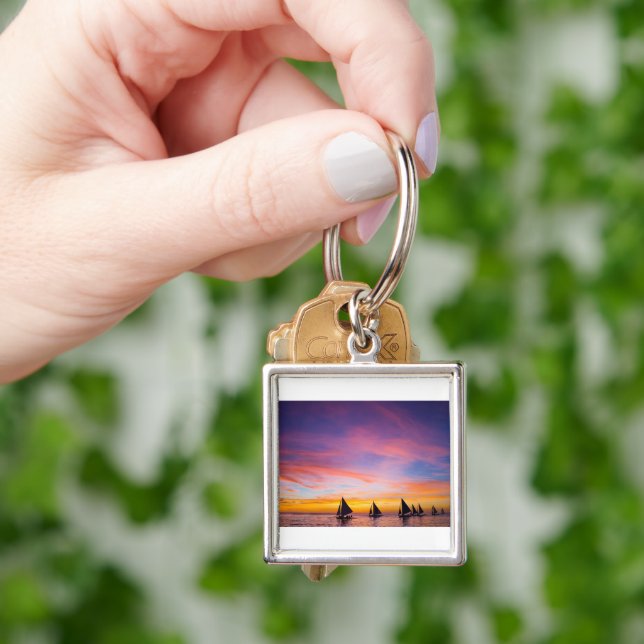 Tropical Beaches | Sunset Sailboats, Phillipines Key Ring (Hand)