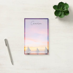 Tropical Beaches Sunset Sailboats, Phillipines Post-it Notes