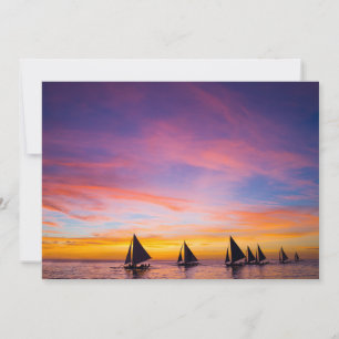 Tropical Beaches   Sunset Sailboats, Phillipines Thank You Card