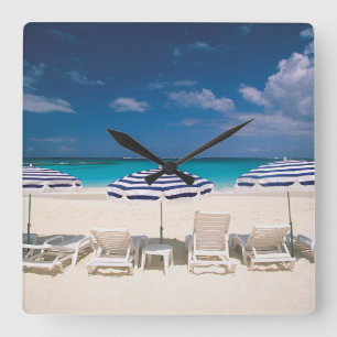Tropical Beaches   Tropical Beach Anguilla Square Wall Clock