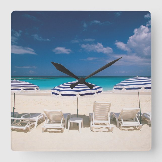 Tropical Beaches | Tropical Beach Anguilla Square Wall Clock (Front)