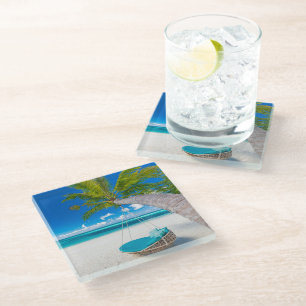 Tropical Beaches Tropical Landscape Beach Swing Glass Coaster