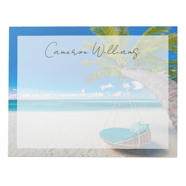 Tropical Beaches | Tropical Landscape Beach Swing Notepad (Front)