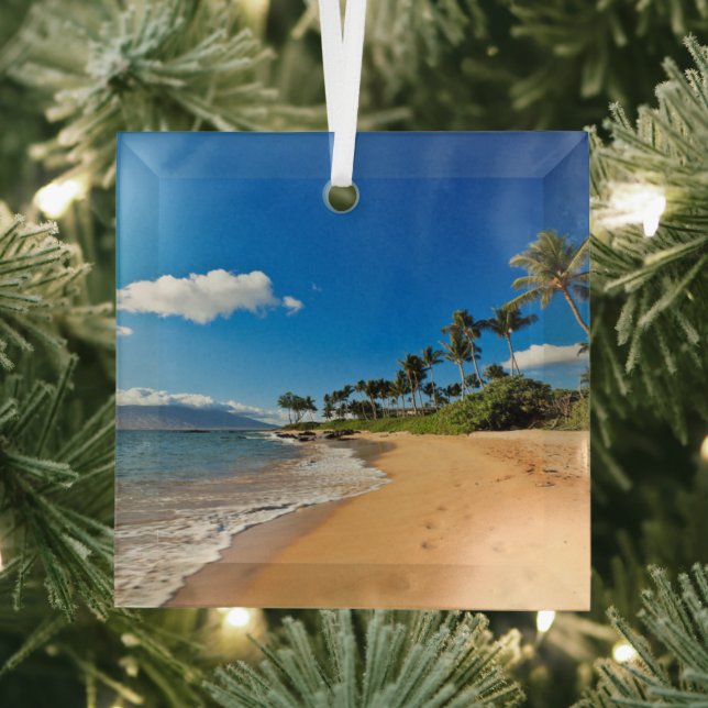 Tropical Beaches | Wailea, Maui, Hawaii Glass Tree Decoration (Insitu)