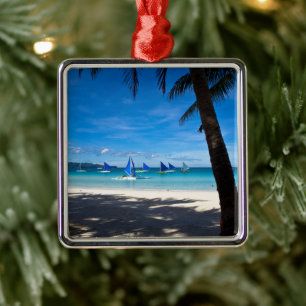 Tropical Beaches   White Beach Boracay Philippines Metal Ornament