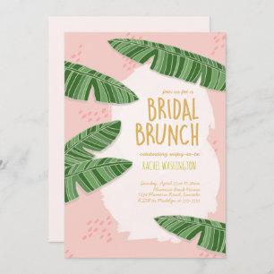 Tropical Beachy Pink Bridal Brunch Invitation