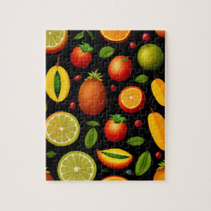 Tropical Beautiful Colourful Pattern Fruits Jigsaw Puzzle