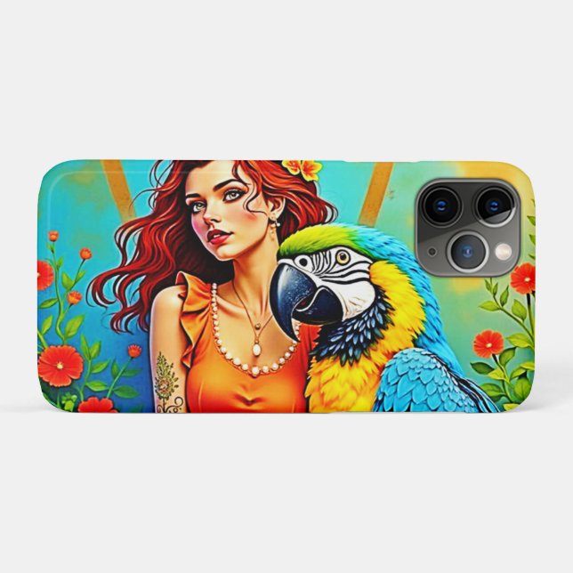 Tropical Beauty and Blue Parrot Design Case-Mate iPhone Case (Back (Horizontal))