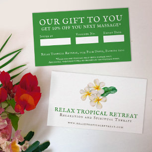 Tropical beauty business frangipani loyalty referral card