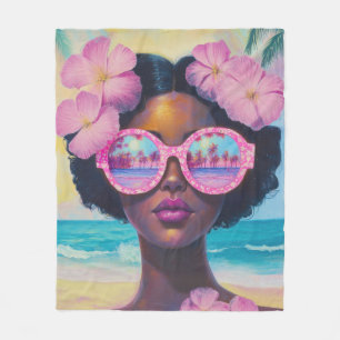 Tropical Beauty in Pink Shades Fleece Blanket