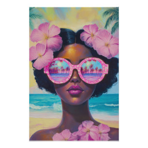 Tropical Beauty in Pink Shades Poster