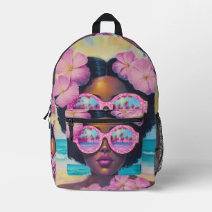 Tropical Beauty in Pink Shades Printed Backpack