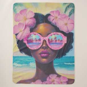 Tropical Beauty in Pink Shades Sherpa Blanket
