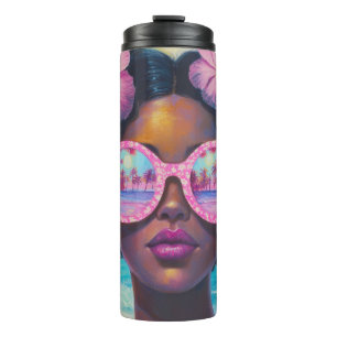 Tropical Beauty in Pink Shades Thermal Tumbler