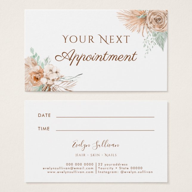 tropical beige and mint appointment card (Front & Back)