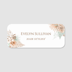 tropical beige and mint name tag