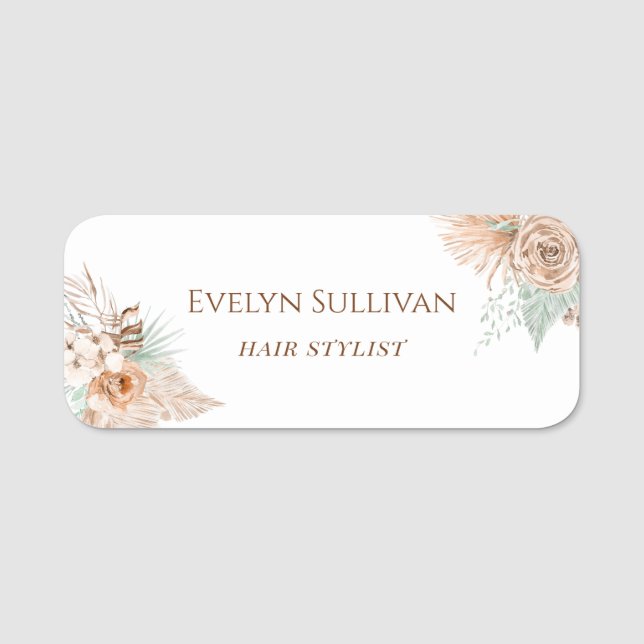 tropical beige and mint name tag (Front)