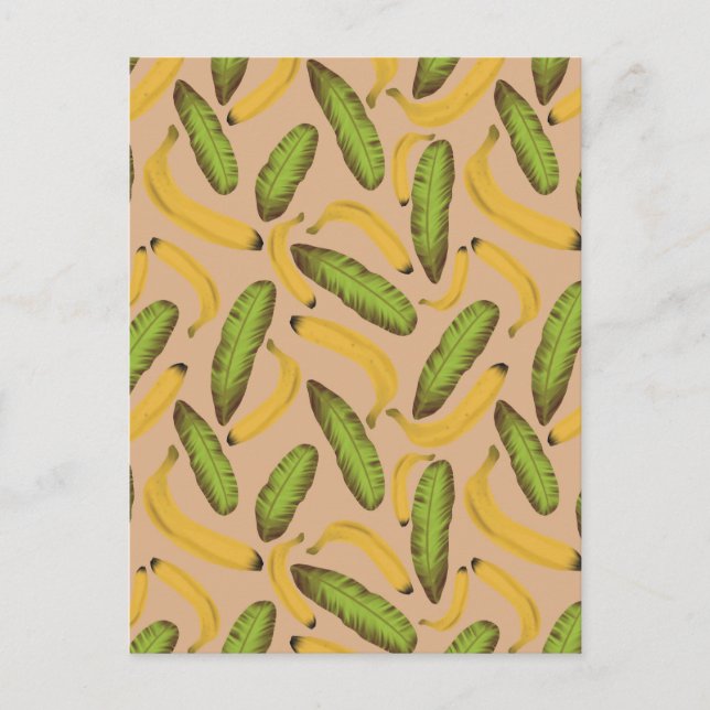 Tropical Beige Banana Leaf Pattern  Postcard (Front)