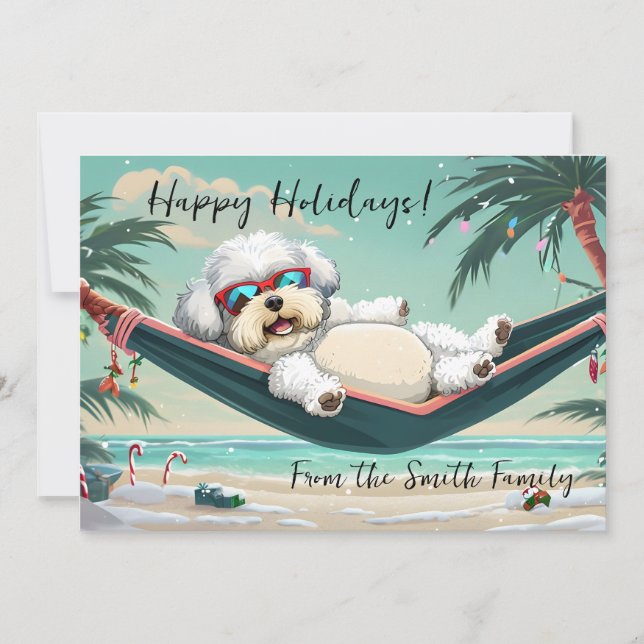 Tropical Bichon Holiday Card (Front)
